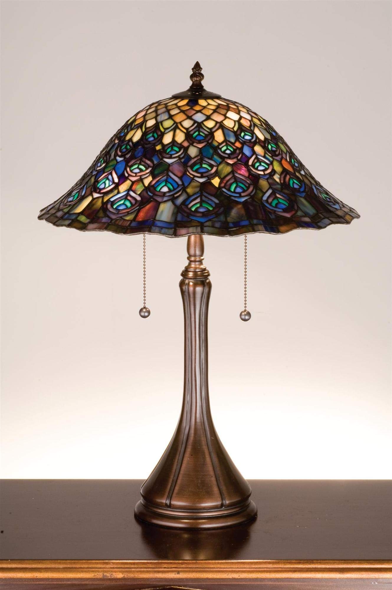 Meyda Tiffany 14574 Mahogany Bronze Stained Glass Table Lamp - Perfect for Living Room, Bedroom, or Office Decor