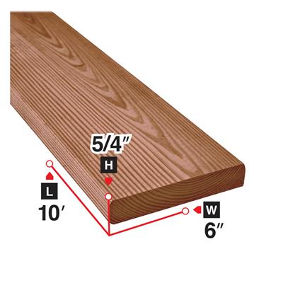 5/4 in. x 6 in. x 10 ft. Brown Pressure Treated Lumber - Durable Outdoor Wood for Decks, Fences & Landscaping Projects