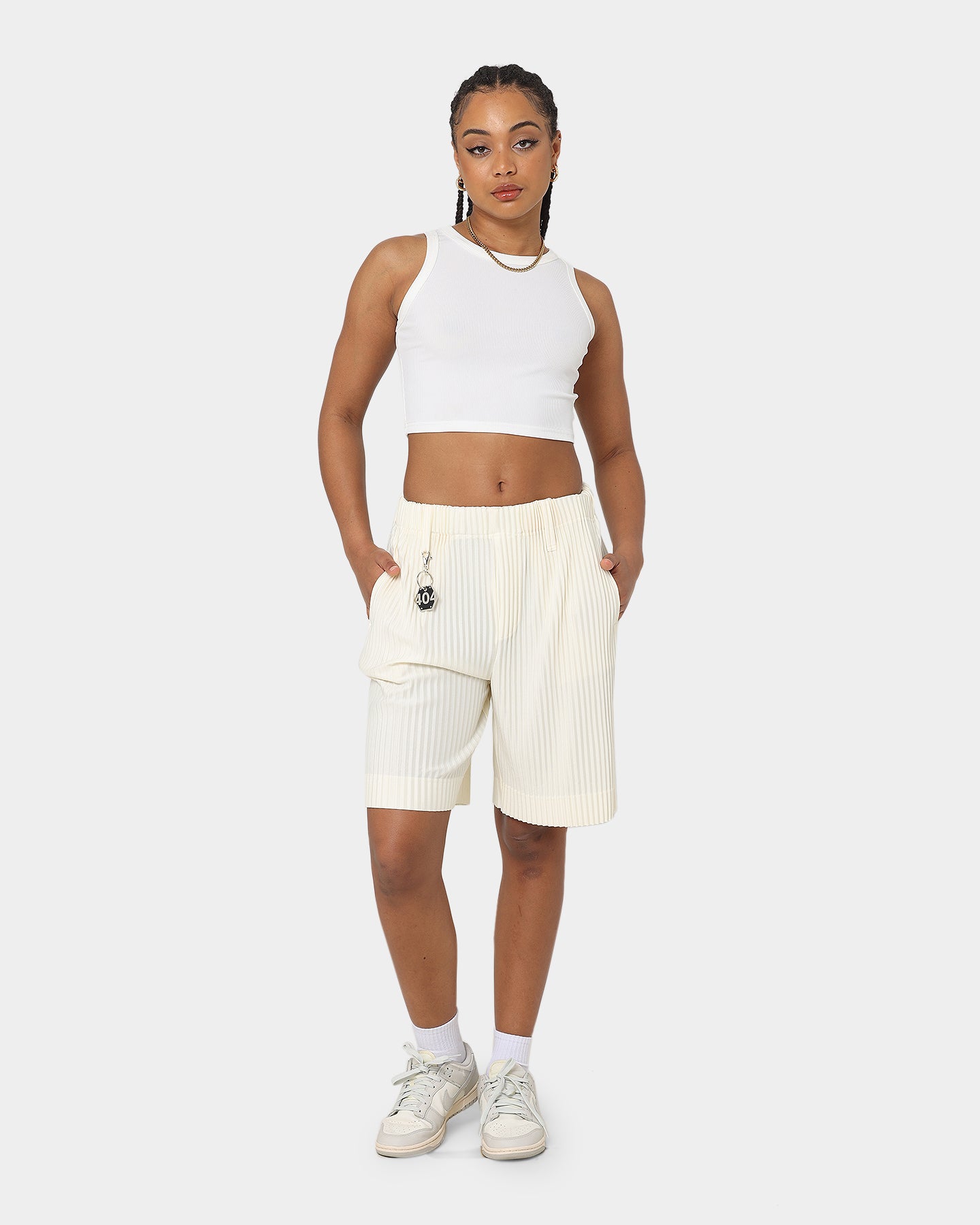 404 Harbour Plisse Shorts for Women - High Waisted Linen Blend Casual Summer Shorts | Perfect for Beach, Travel, and Everyday Wear