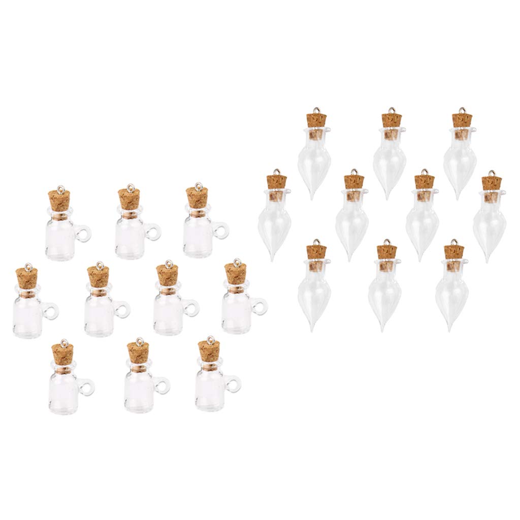 DYNWAVE 20pcs Mini Cork Stopper Glass Vials - Small Empty Bottles for DIY Pendant Crafts, Essential Oils, Perfume Samples & Jewelry Making (2ml Capacity)