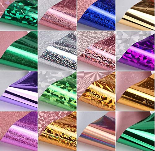 16pcs Nail Art Foil Stickers - 204cm DIY Nail Decals for Home & Salon Use