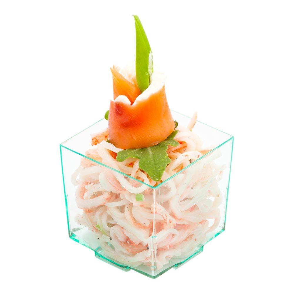 Restaurantware 3oz Mini Dessert Cups - 100-Pack Square Small Appetizer Disposable Plastic Parfait Cups for Puddings, Snacks & Samples | Heavy-Duty Seagreen Color | Perfect for Weddings, Parties, Catering & Events