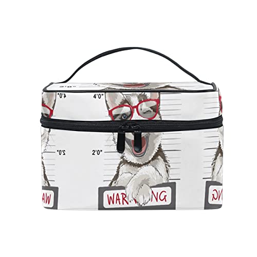 Wolf Dog Animal Print Cute Cosmetic Bag Organizer - Waterproof Makeup Pouch & Toiletry Case for Women & Girls - Perfect for Travel, Gym, and Daily Essentials Storage