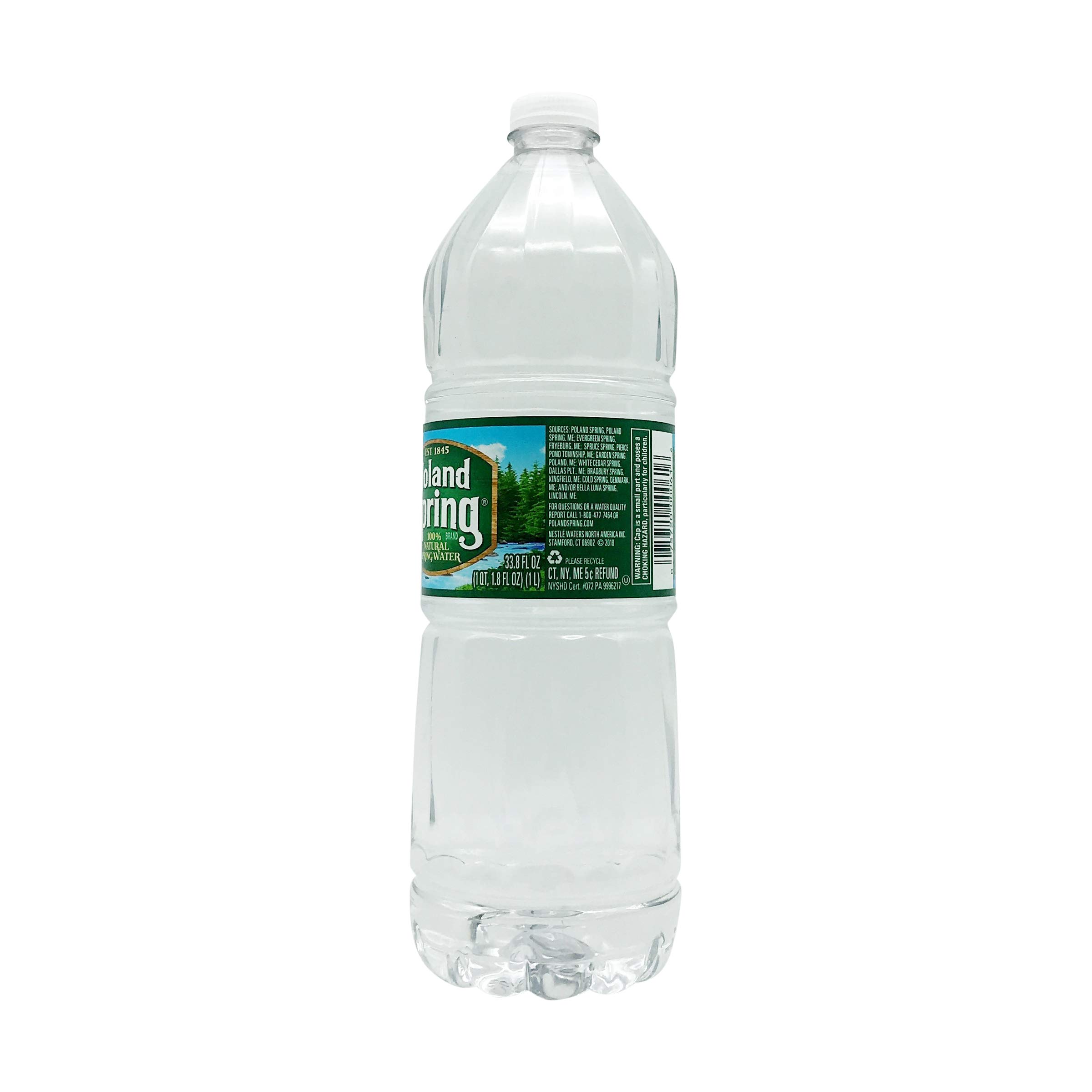Poland Spring Original Natural Spring Water, 33.8 Fl Oz (1 Liter) Bottle - Hydration for Home, Office & Outdoor Activities
