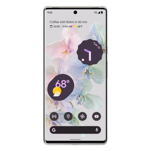 Google Pixel 6 Pro Unlocked Smartphone - 128GB Storage, Cloudy White Color | Perfect for Photography, Streaming & Business Use