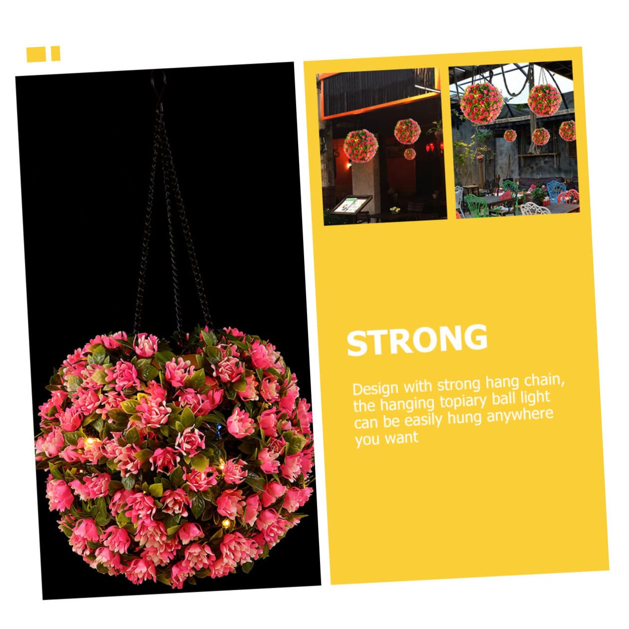 Abaodam 2 Pack Solar Powered LED Flower Ball Lights - Waterproof Outdoor Topiary Decor for Garden, Yard, Wedding, Party & Pathway Lighting | Romantic Ambiance for Evenings
