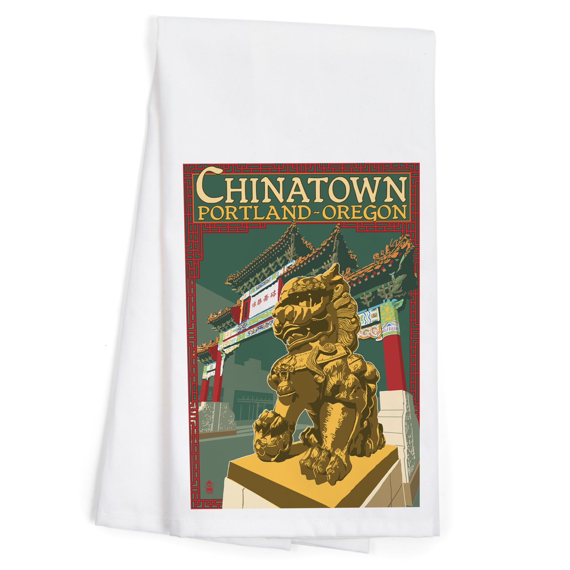Lantern Press Portland Oregon Chinatown Gate 100% Cotton Tea Towel - Decorative Hand Towel for Kitchen & Home Decor | Perfect for Dish Drying, Gift Giving & Vintage Style Kitchen Accessories