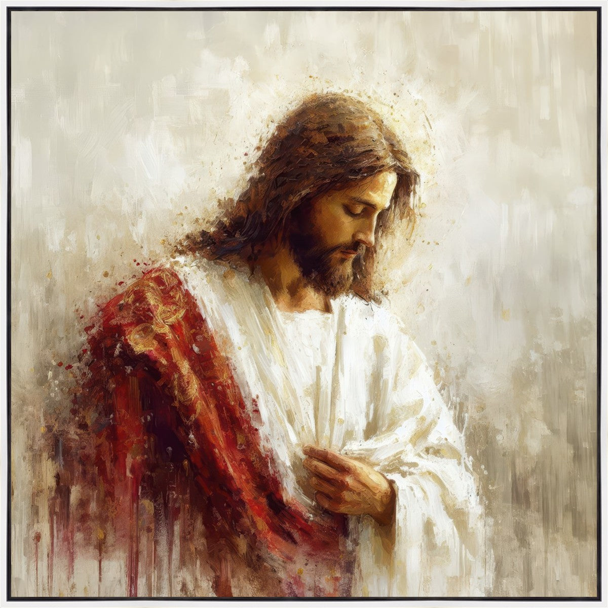 Large Christ in Red Robes Canvas Wall Art - Religious Home Decor for Living Room, Bedroom & Church