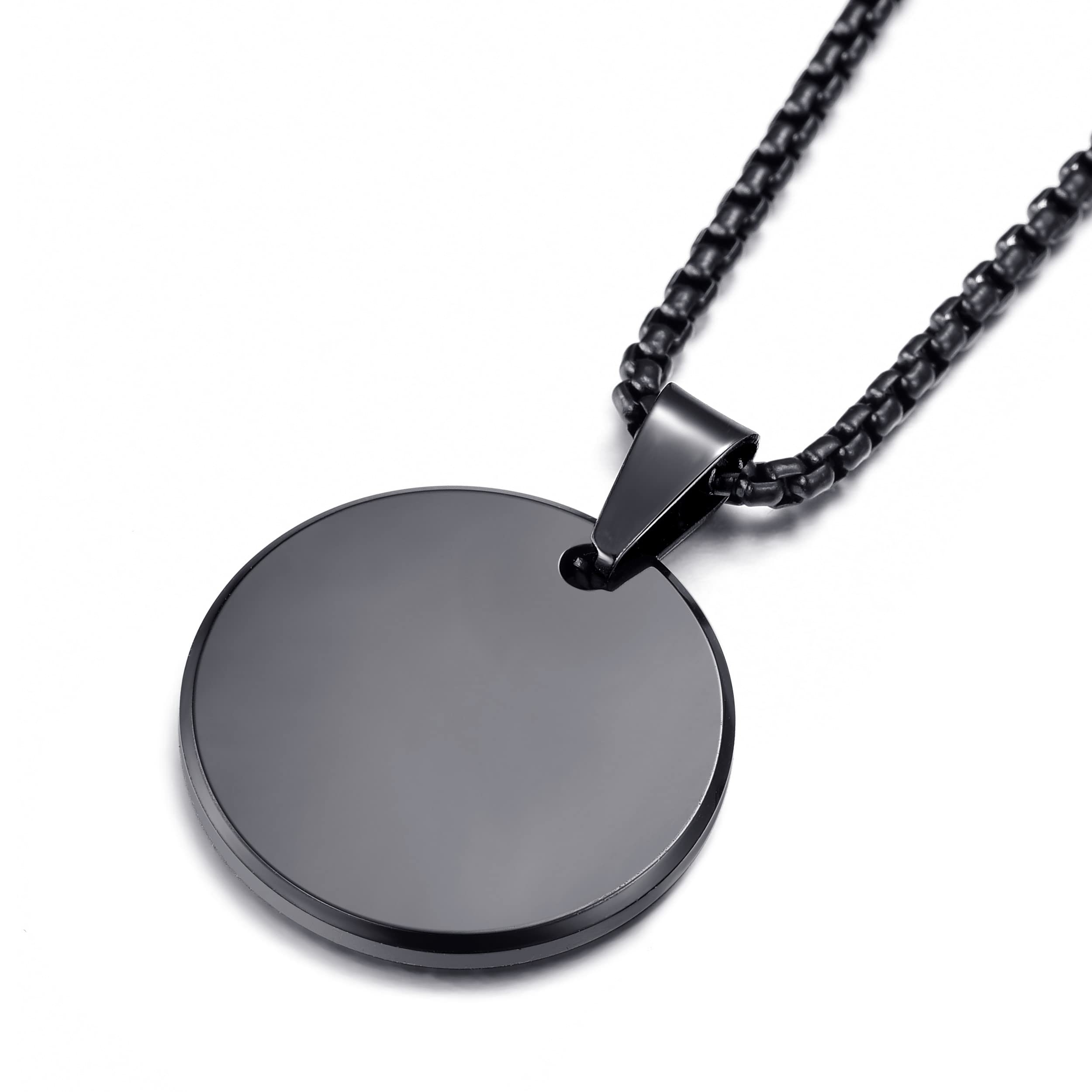 Premium Tungsten Carbide Round Engraving Blanks Pendant Necklace for Men & Women - Customizable Jewelry Gift for Anniversary, Wedding & Special Occasions