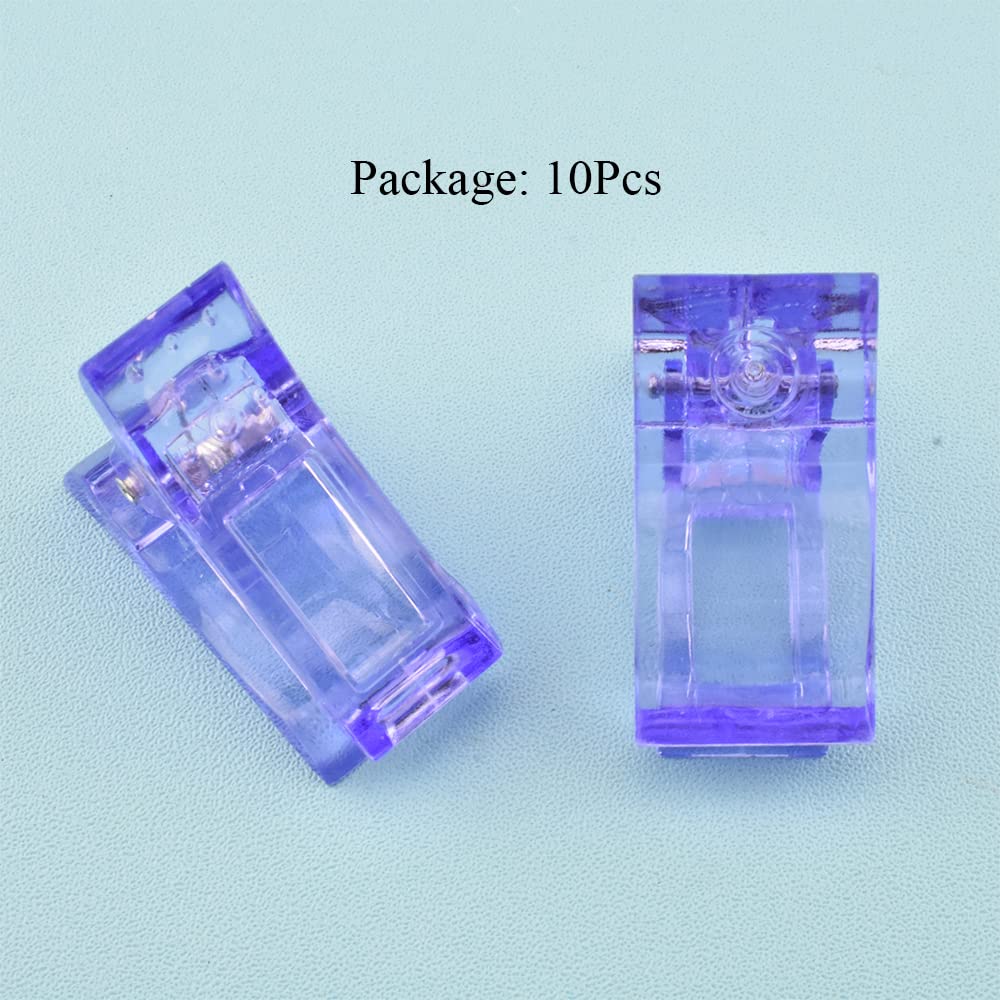 HAHIYO Blue 10Pcs Plastic Nail Tips Clip - Quick Building Poly Gel Nail Forms with UV LED Builder Clamps for Nail Extensions | Perfect for Nail Art DIY, Manicure, Salon & Home Use | Great for Professional Nail Technicians & At-Home Beauty Enthusiasts