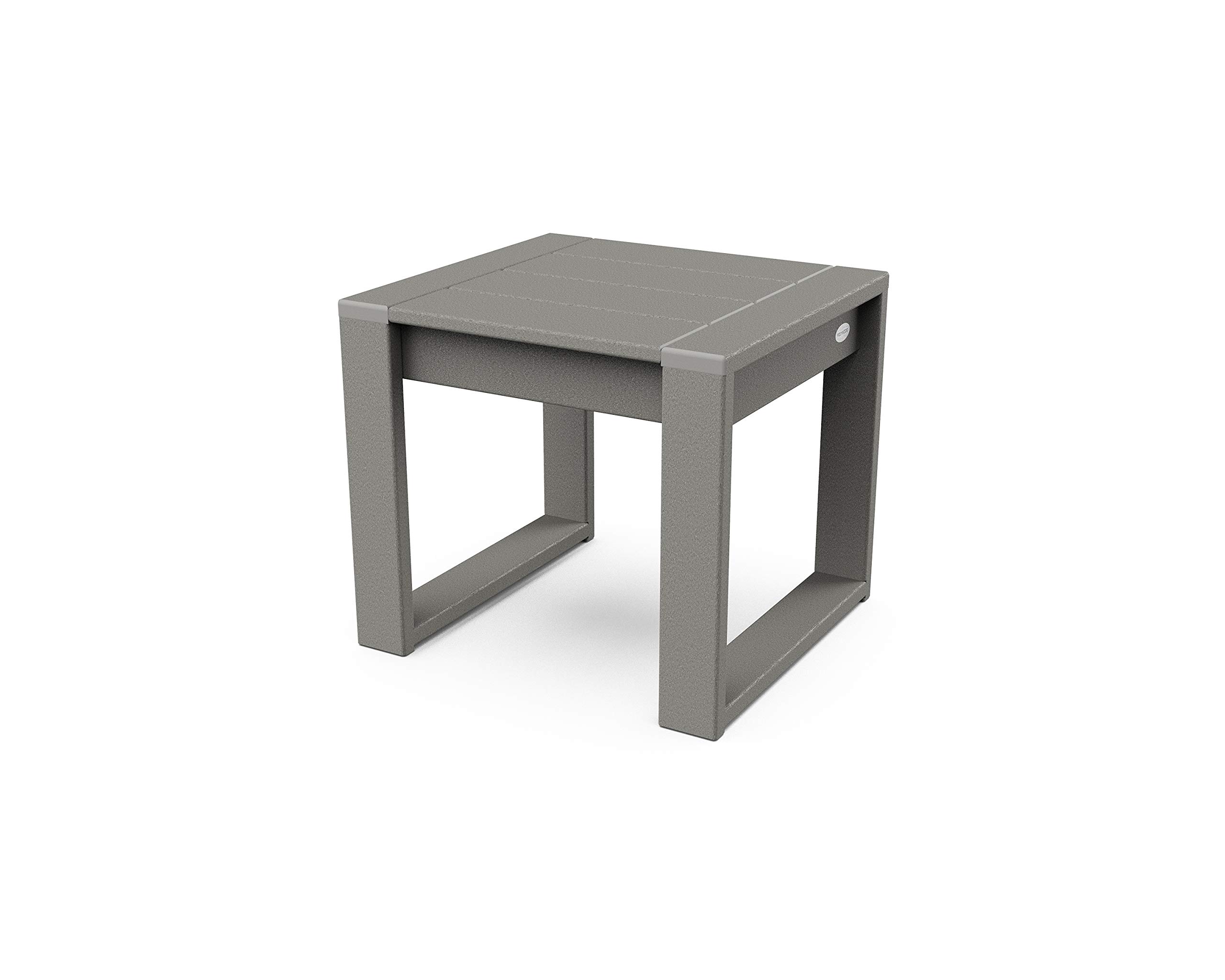 POLYWOOD® Edge End Table - Slate Grey Outdoor Patio Furniture for Garden, Poolside & Deck - Weather-Resistant & Durable
