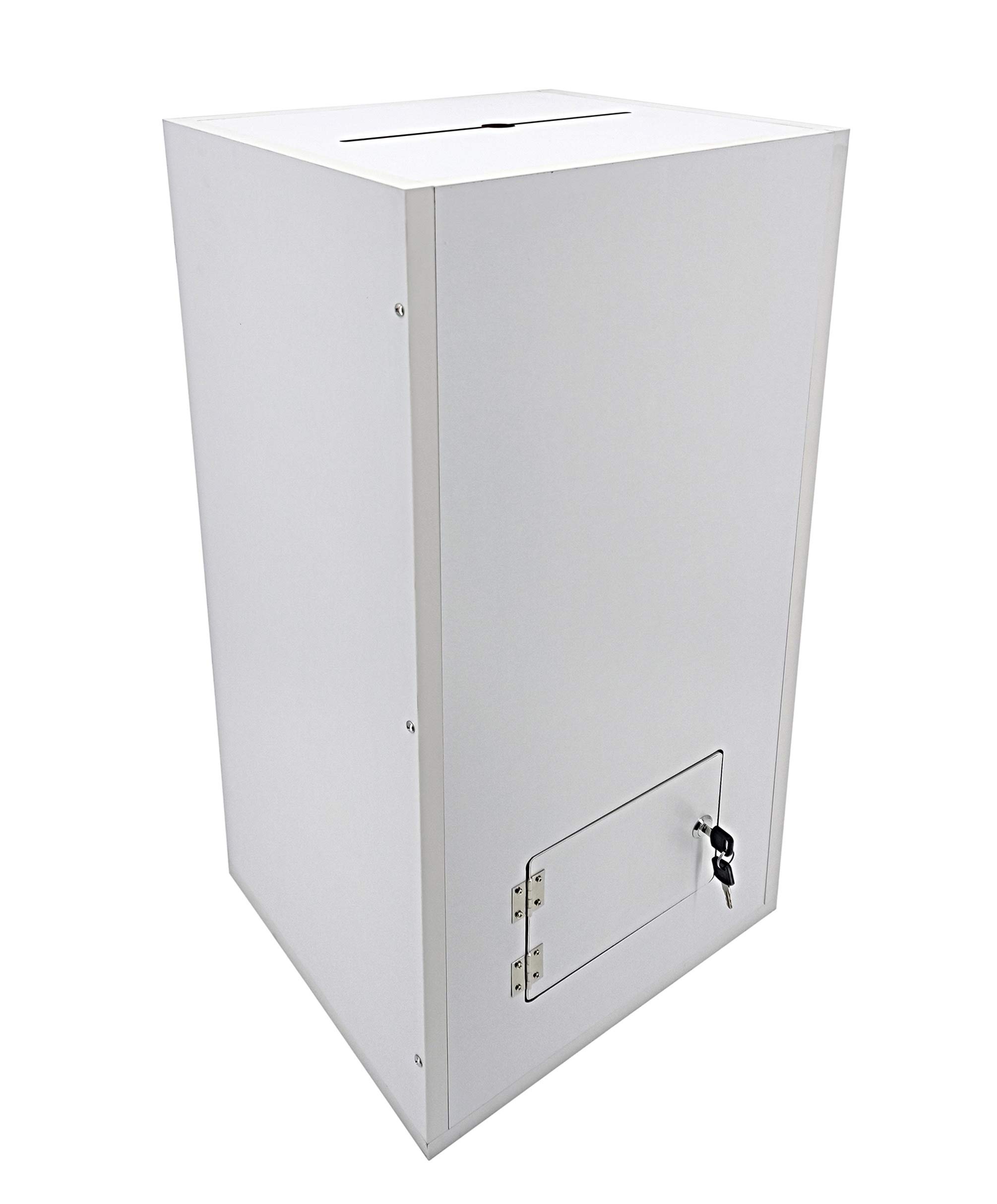 FixtureDisplays® White MDF Floor Standing Donation Box - 14.8