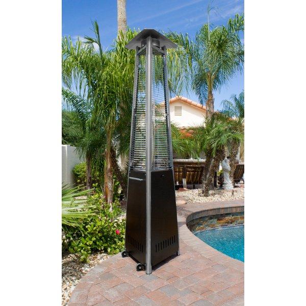Commercial Outdoor Patio Heater with Tall Triangle Glass Tube - Perfect for Restaurants, Hotels, and Backyard Gatherings