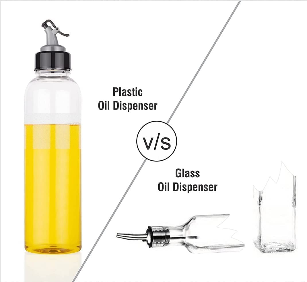 Nexellar 1000ml Transparent Leak-Proof Plastic Oil Vinegar Dispenser Bottle - Food Grade BPA-Free Kitchen Condiment Container for Cooking, Salad Dressing, Baking & Meal Prep - Easy Pour Sauce Bottle for Restaurants & Home Use