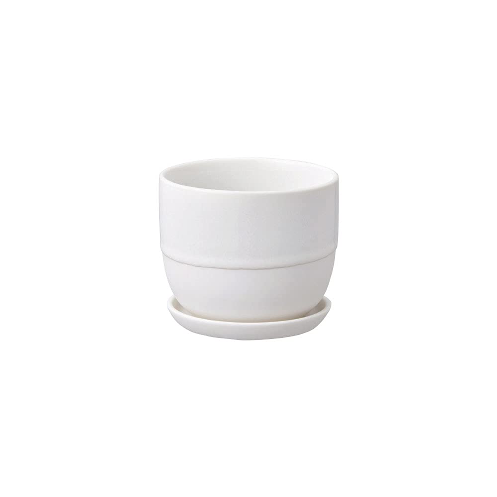 KINTO 29221 White Ceramic Plant Pot - 4.3 Inch (110mm) Small Indoor Flower Planter for Succulents, Herbs & Houseplants - Perfect for Windowsills, Desks & Home Decor
