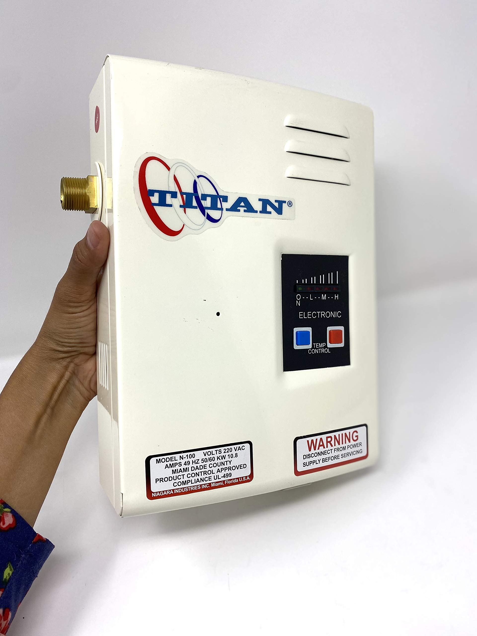 Niagara Industries Titan N-100 Electric Tankless Water Heater - Digital Display, Instant Hot Water - Perfect for Small Homes, Apartments & RVs | 29 Years of Quality Manufacturing