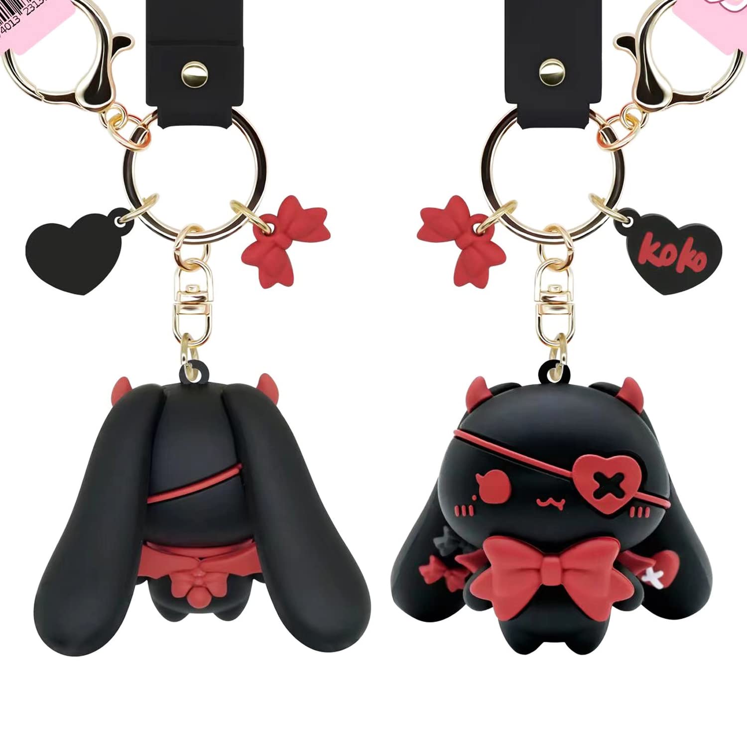 Kawaii Anime Star-Moon Rabbit & Demon Rabbit Keychain - Cute Key Ring for Backpack, Purse, Bag Charm & Gift for Anime Lovers | Perfect for Cosplay, School, Travel & Everyday Use