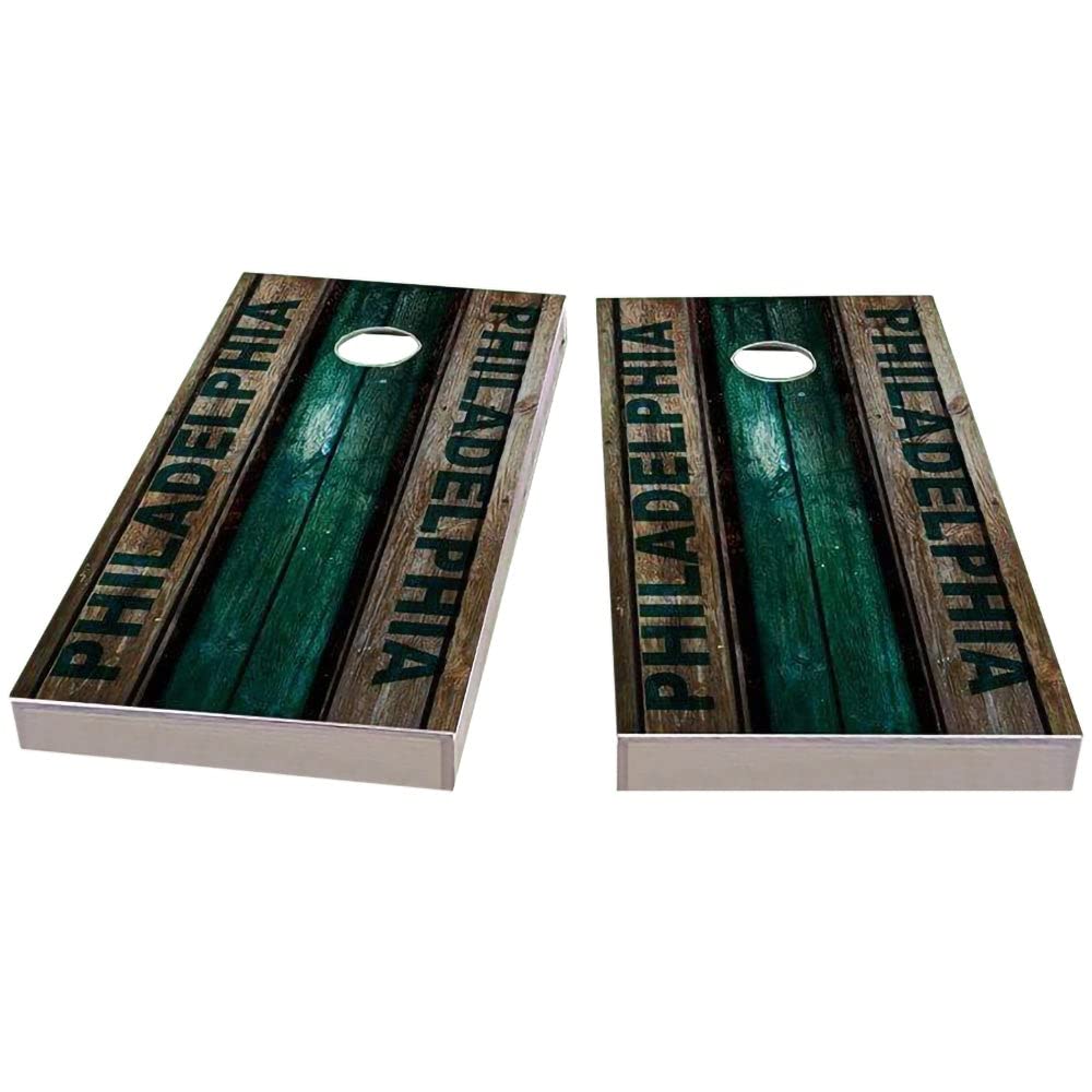 Skip's Garage Philadelphia City Cornhole Boards Set - Custom Size & Accessories - 2 Boards, 8 Bags, Carrying Case - Perfect for Backyard Parties, Tailgating & Outdoor Games