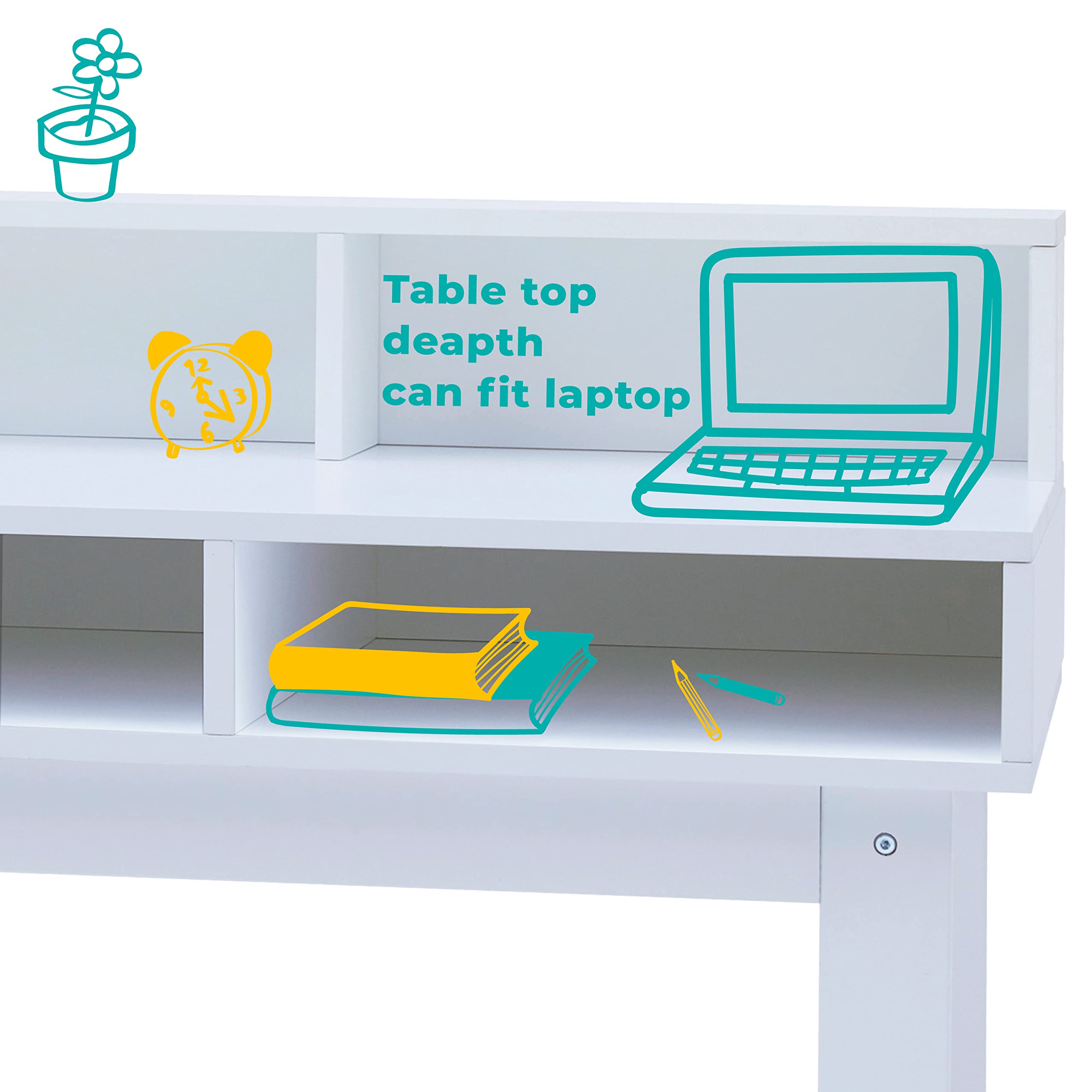 Fantasy Fields White Kids Wooden Desk and Chair Set with Tabletop Storage - Perfect for Study, Homework, and Arts & Crafts in Children's Bedroom or Playroom