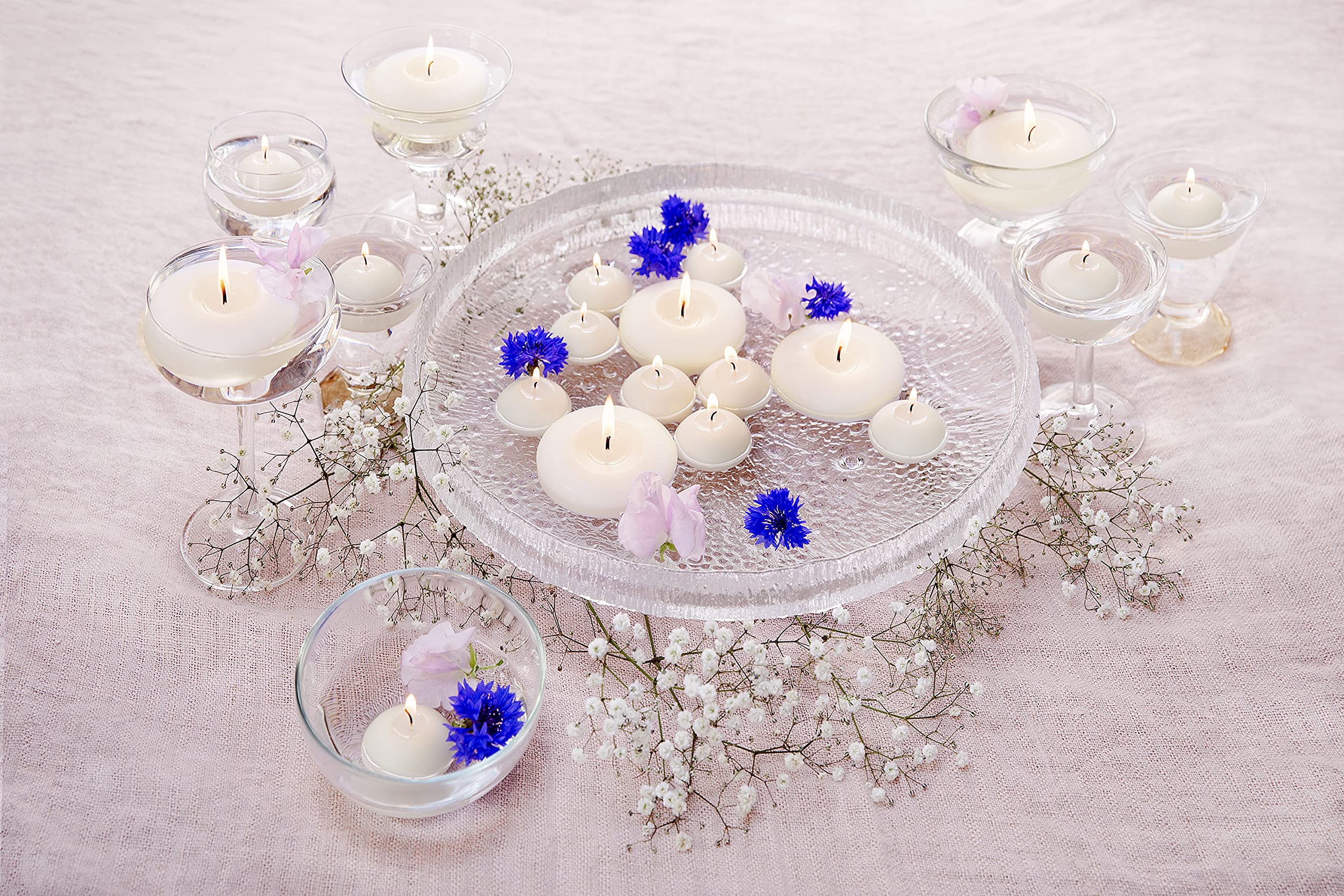 BOLSIUS White Floating Candles 3 Inch - Set of 12 Long-Lasting Candles - 8 Hour Clean Burn - Vegan Palm Oil Free - Premium European Wax - Perfect for Weddings, Spa, Bath & Home Decor