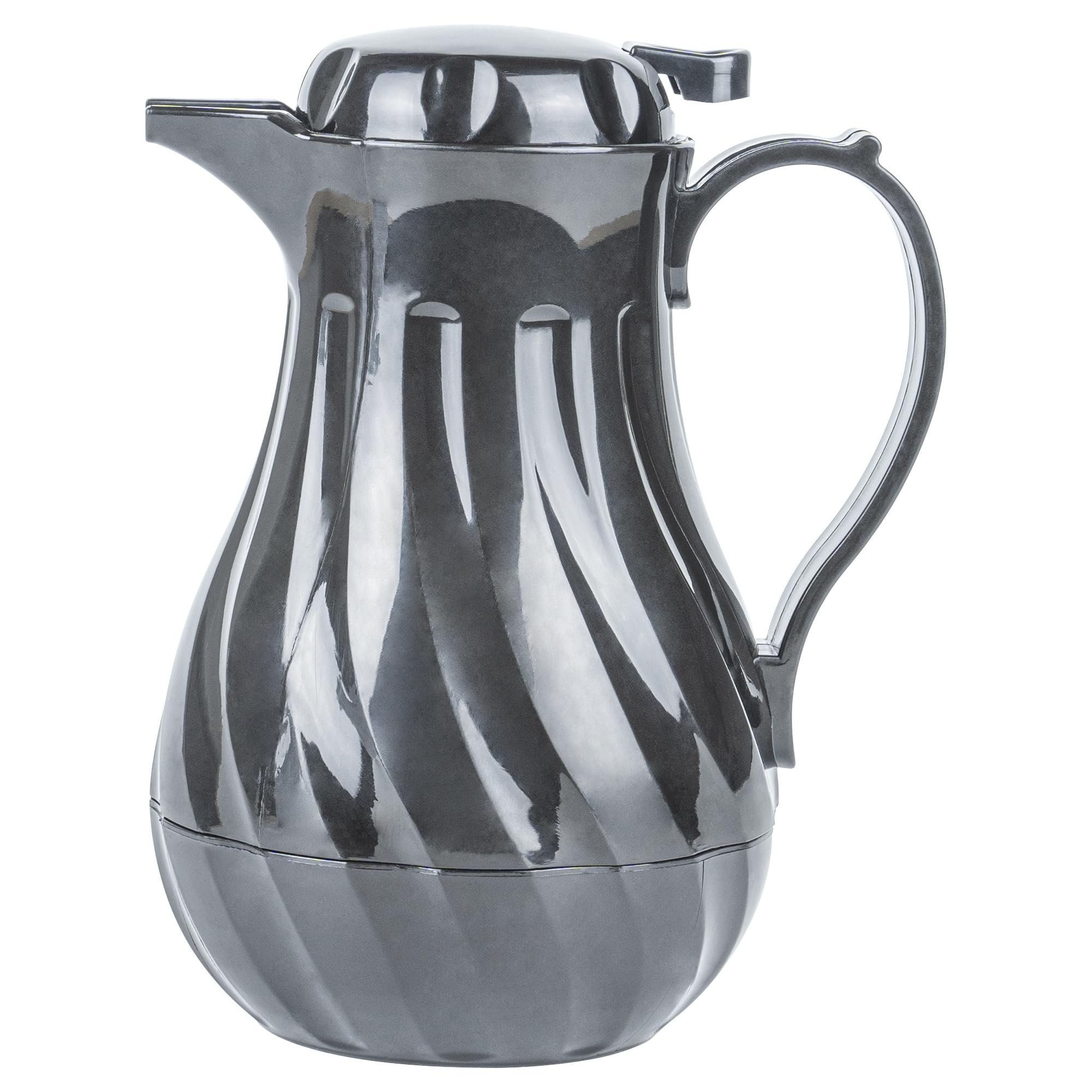 Restaurantware Restpresso 20oz Insulated Coffee Carafe with Push-Button Lid & Leak-Proof Design - Black Plastic Coffee Server with Built-in Handle for Restaurants, Cafes, and Office Coffee Stations