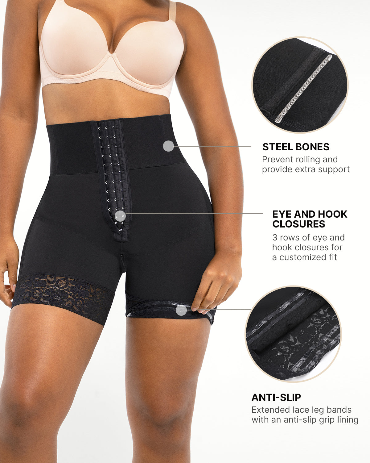 AirSlim® Boned Sculpt High Waist Shorts for Women - Tummy Control Shapewear - Perfect for Workout, Yoga & Everyday Wear