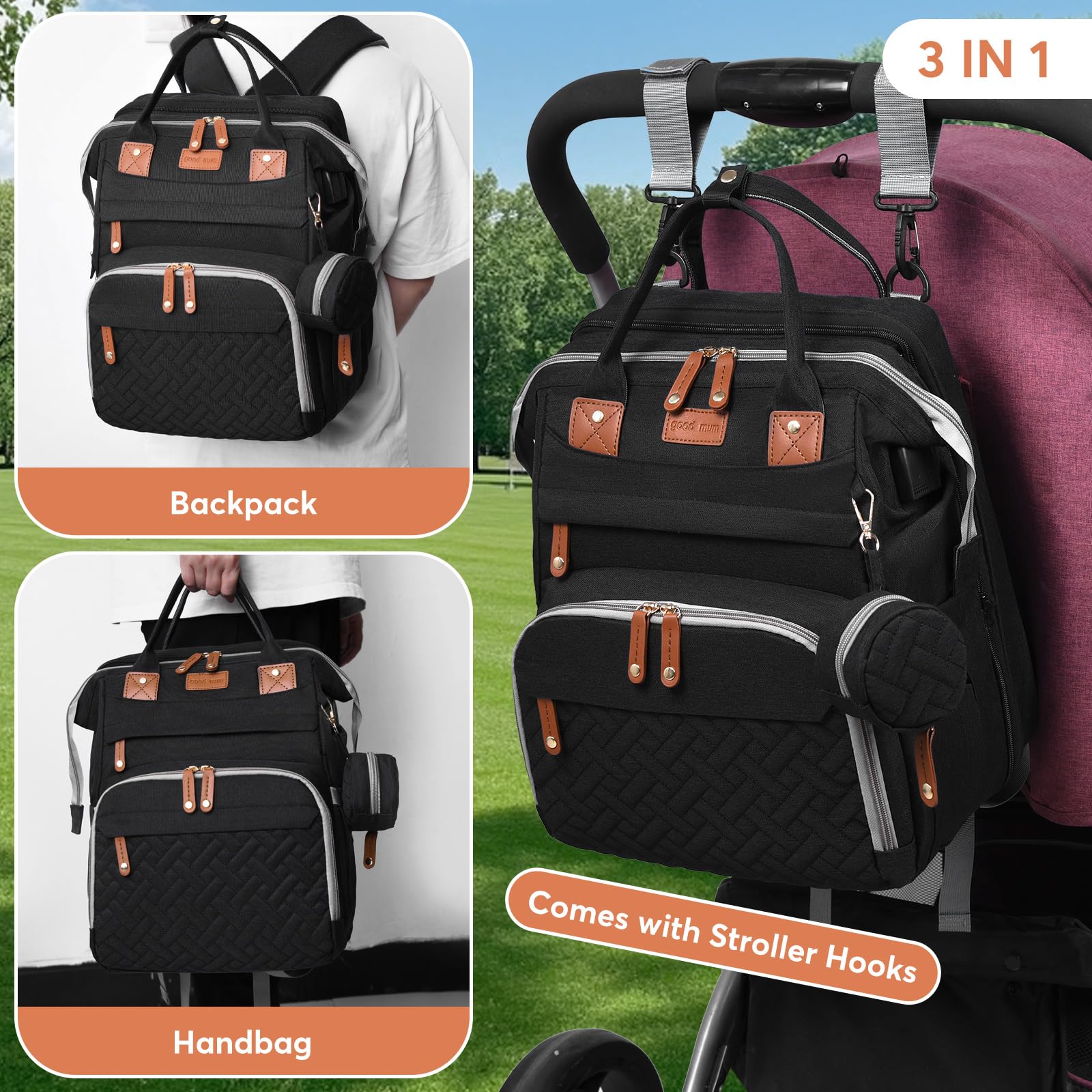 **Waterproof Diaper Backpack with Changing Station & USB Charging Port – Large Multifunctional Travel Baby Bag for Boys & Girls – Perfect for Moms & Dads on the Go – Ideal for Air Travel, Daycare & Family Outings**