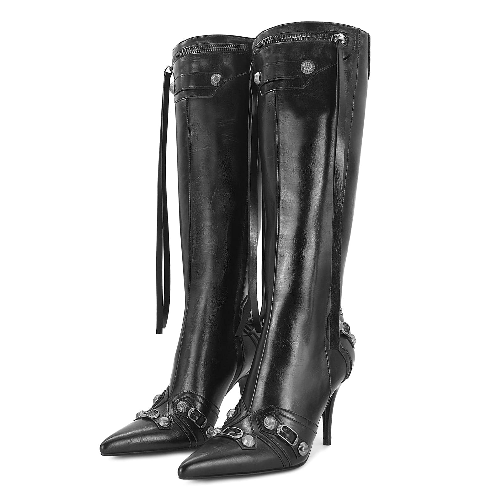 Women's Black Stiletto Knee High Boots - Sexy Pointed Toe High Heel Fashion Boots with Zipper | Perfect for Night Out, Party & Winter Fashion