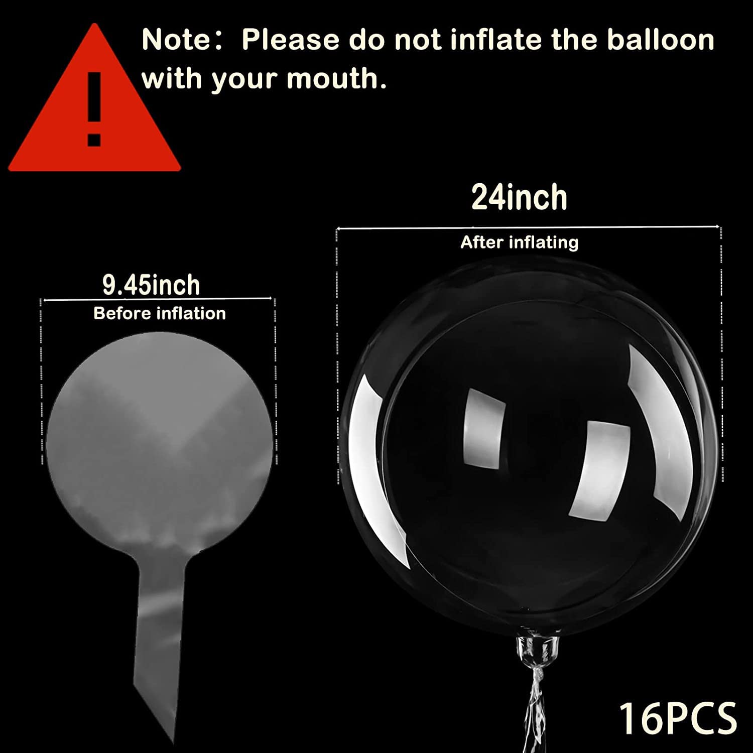 16 Pcs Clear Bobo Balloons 24 Inch - Transparent Bubble Balloons Large Round Balloons Set for LED Lights, Birthday, Christmas, Wedding Party Decorations - Indoor & Outdoor Use for Events, Photo Backdrops, and Celebrations