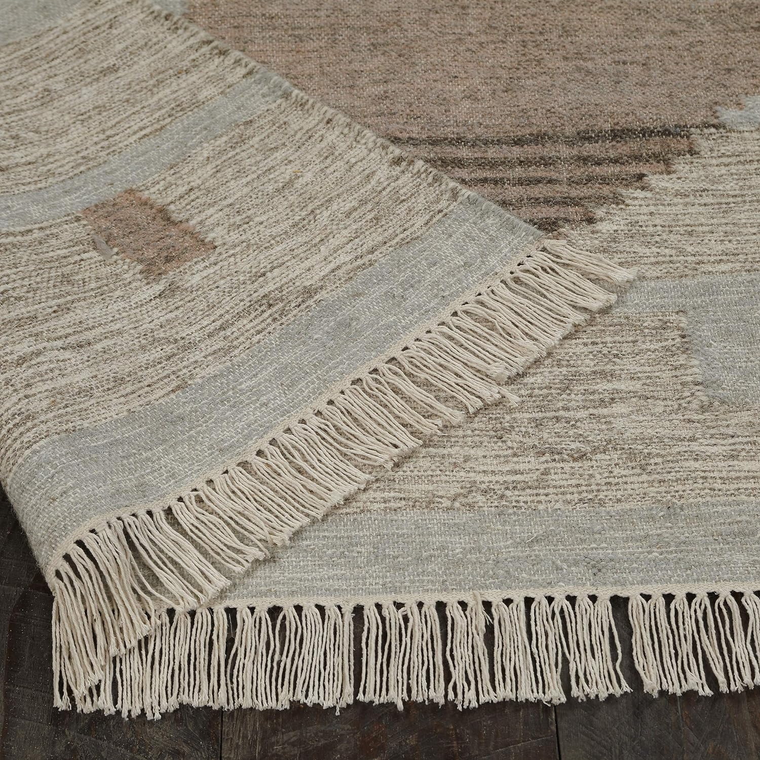 Eco-Friendly Sayah Handwoven Wool & Cotton Geometric Area Rug - Soft Non-Slip Living Room Rug for Bedroom, Nursery & Home Decor