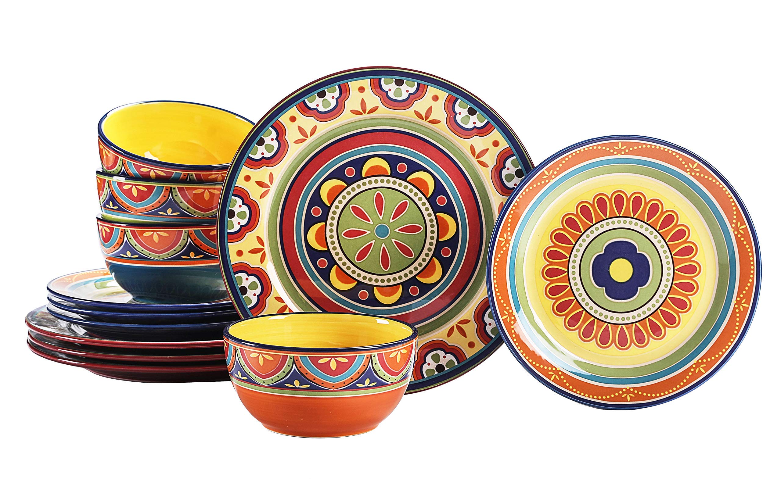 Bico Tunisian Ceramic 12-Piece Dinnerware Set - Service for 4 People with 11
