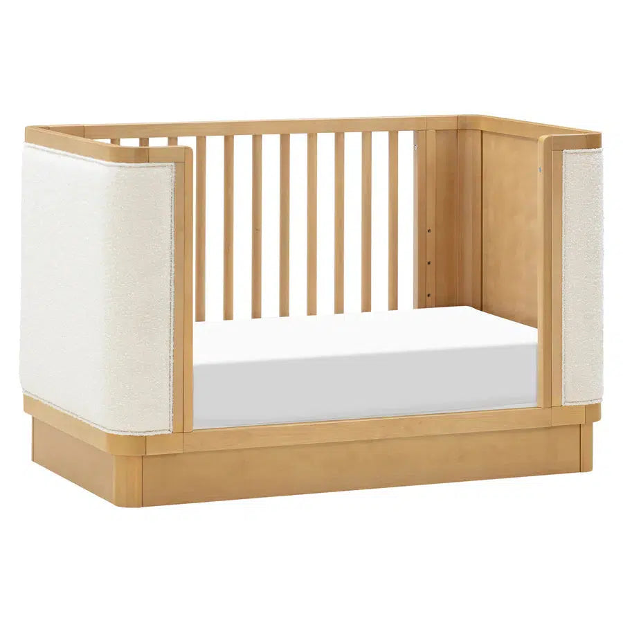 Babyletto Bondi Boucle 4-in-1 Convertible Crib in Honey with Ivory Boucle Fabric - Nursery Essential for Newborns, Toddlers & Kids Bedroom Decor