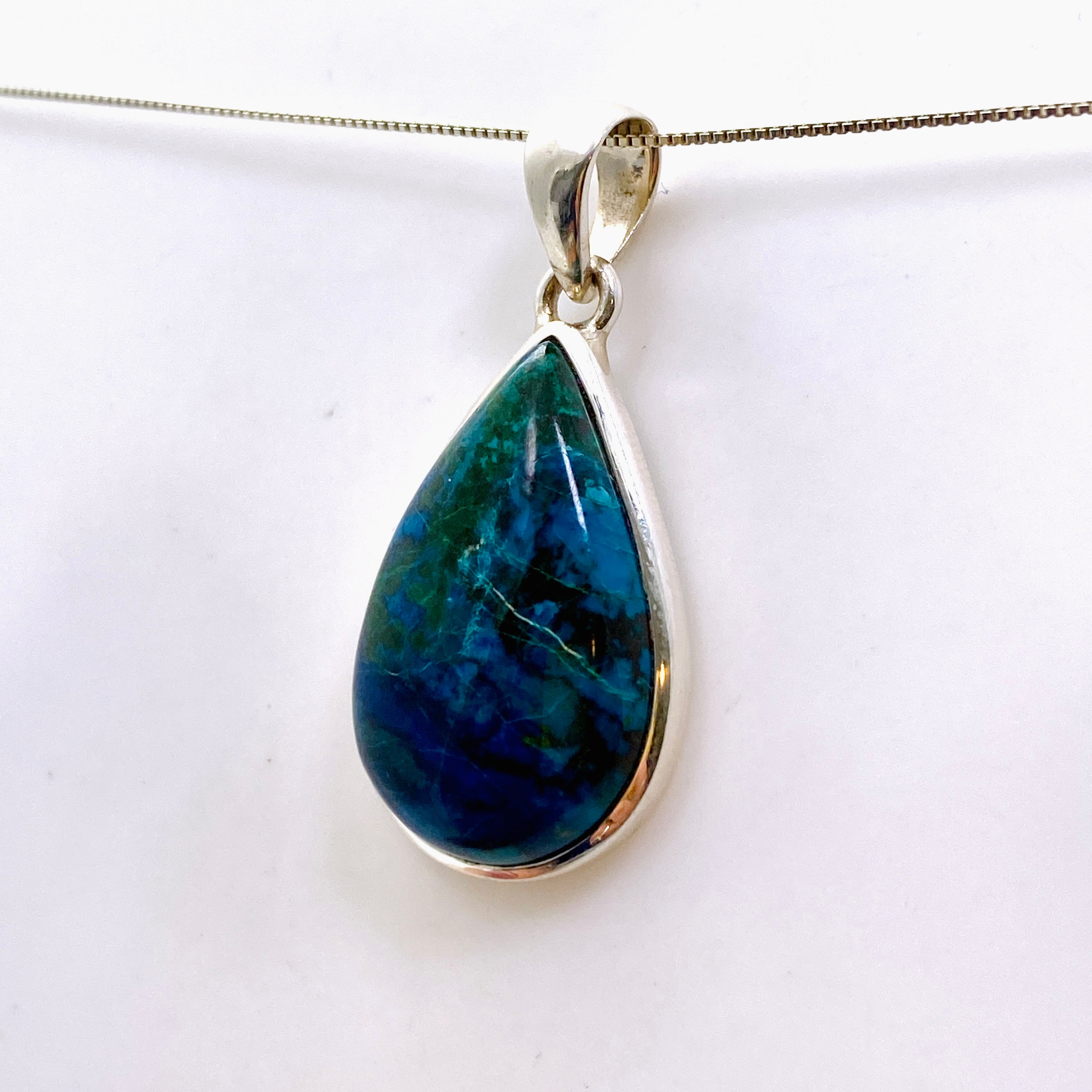 Natural Shattuckite Teardrop Cabochon Pendant - Handmade Blue Gemstone Jewelry PPGJ1004 for Healing, Meditation & Spiritual Gifts