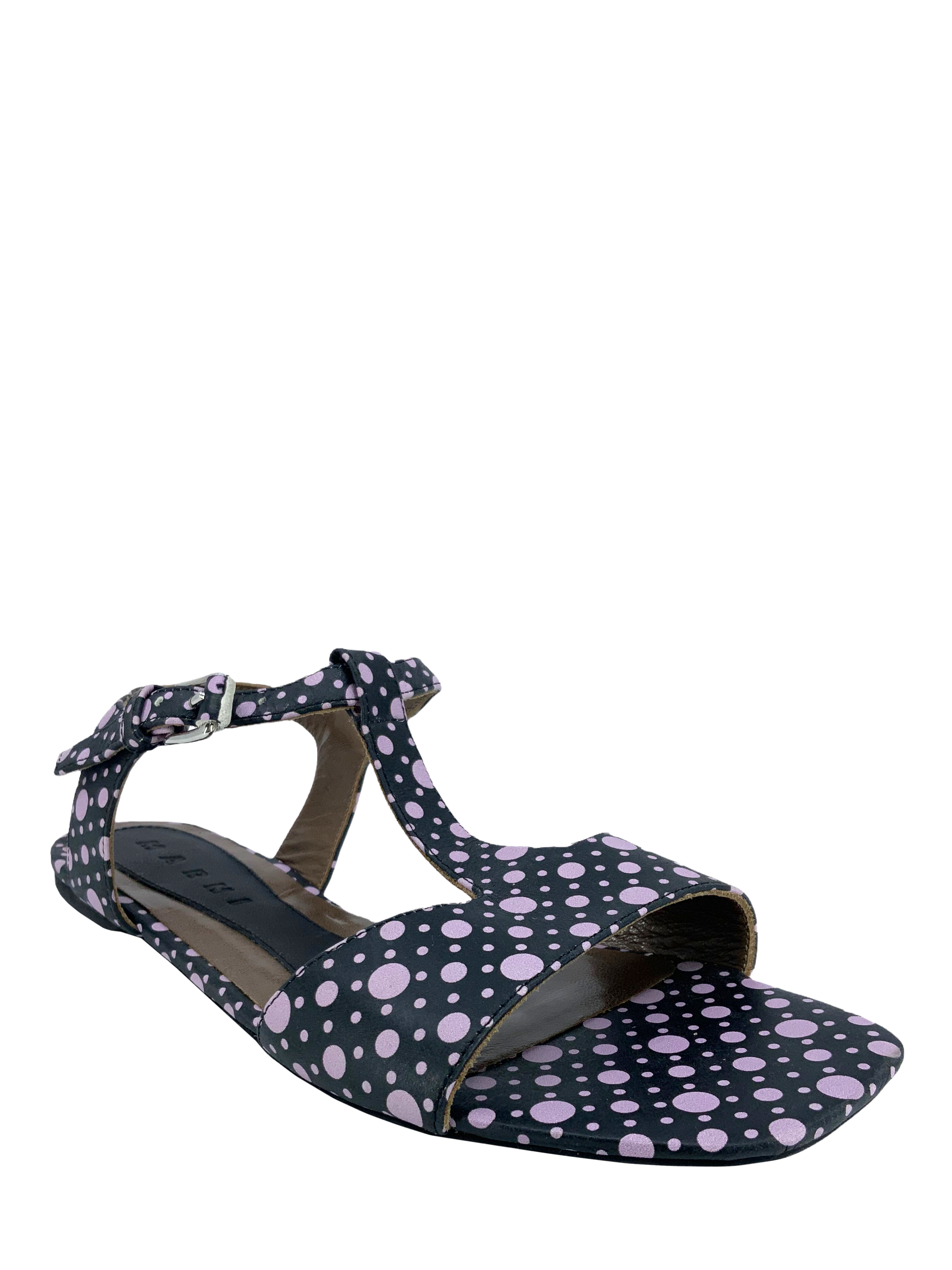 MARNI Women's Polka Dot T-Strap Flat Sandals Size 8.5 | Comfortable Summer Casual Shoes for Beach, Vacation & Daily Wear