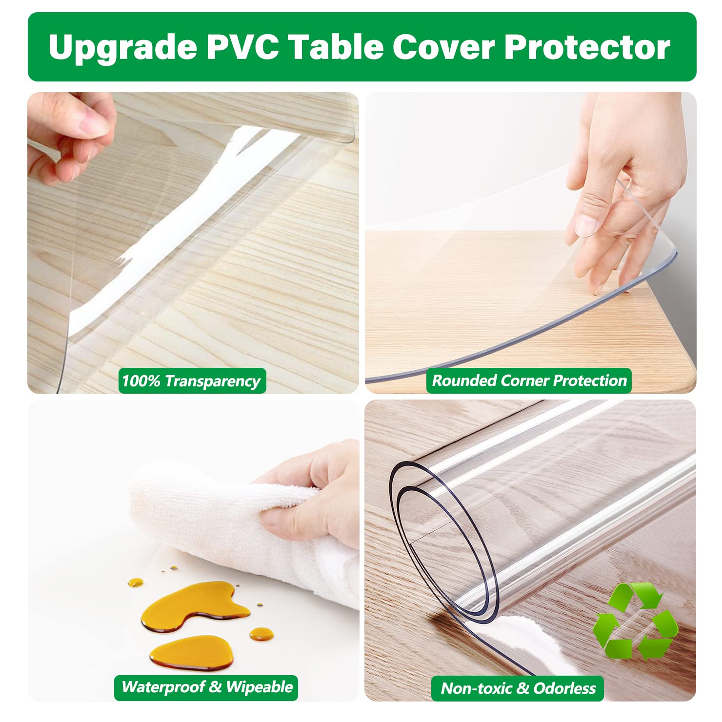 Crystal Clear PVC Tablecloth Protector - Waterproof Dining Table Cover, 38x108 Inch, 1.5mm Thick - Perfect for Glass Tables, End Tables & Table Runners - Ideal for Daily Use, Parties & Home Decor