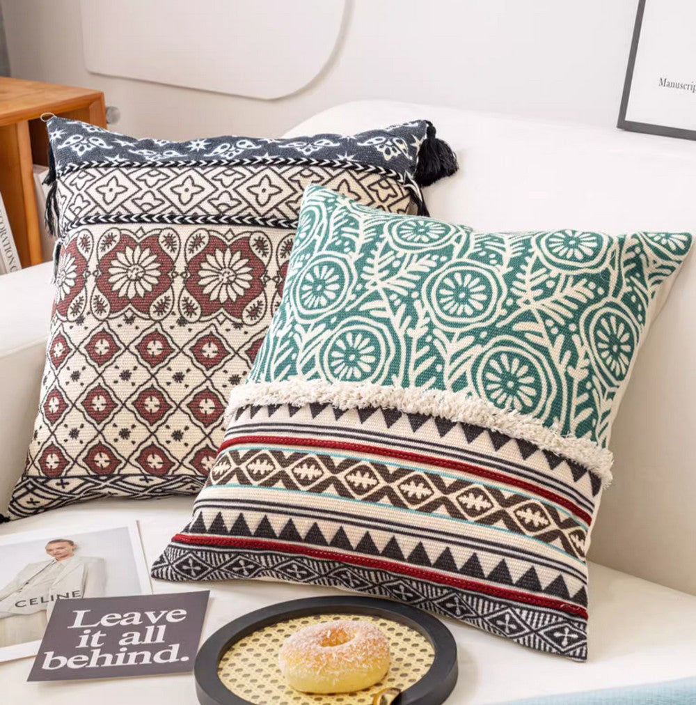 Modern Geometric Throw Pillows - Oriental Square Couch Pillows for Living Room Decor, Bohemian Style Decorative Sofa Pillows | Perfect for Home Decor, Accent Seating & Cozy Living Room Styling