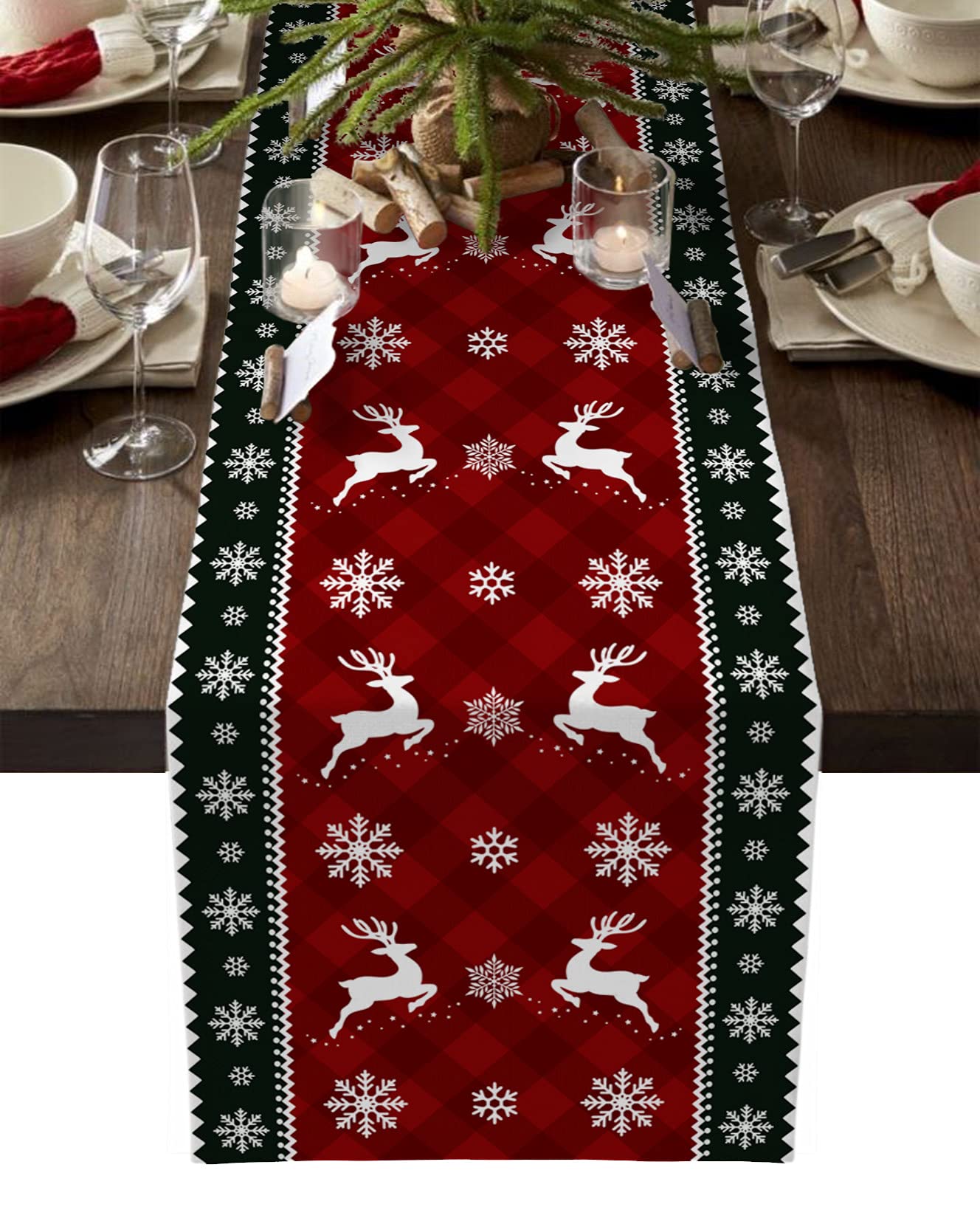 A Cozy Christmas Tale: The Snowflake Elk Table Runner