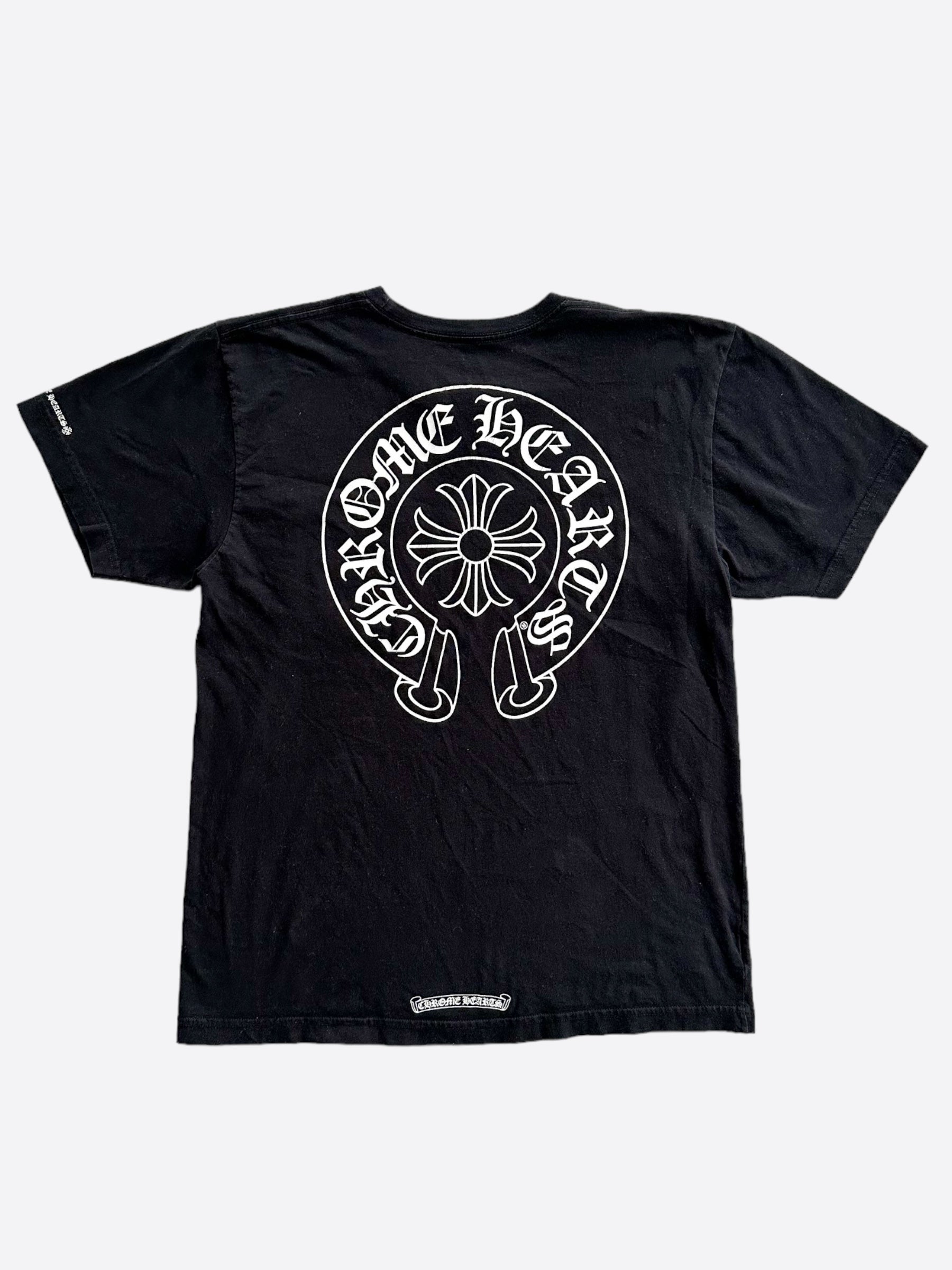 Chrome Hearts Black & White Horseshoe Logo T-Shirt for Men - Stylish Graphic Tee for Casual Wear & Street Fashion