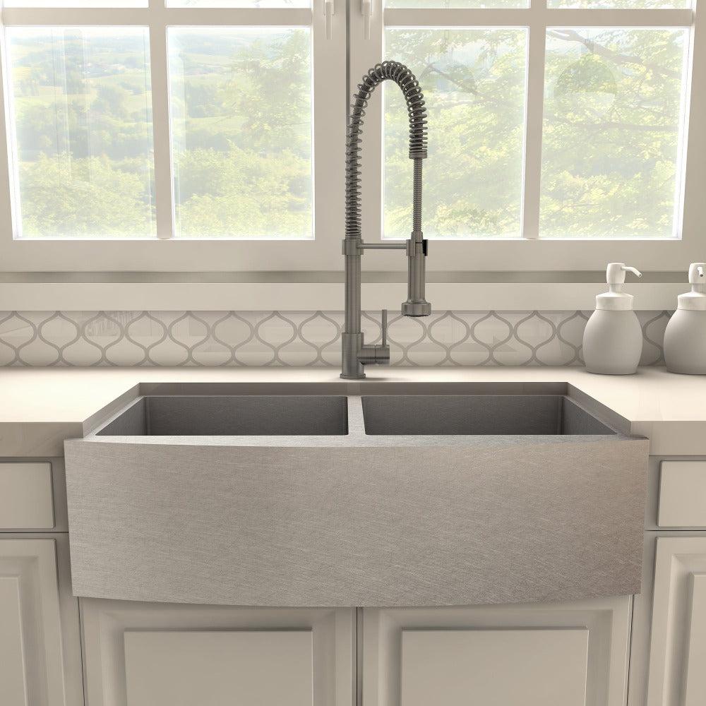 ZLINE Apollo Pull Down Spring Single Handle Kitchen Faucet in Gun Metal - High Arc Commercial Style Faucet with 360° Swivel Spout for Modern Kitchens | Perfect for Cooking, Washing Dishes & Food Prep