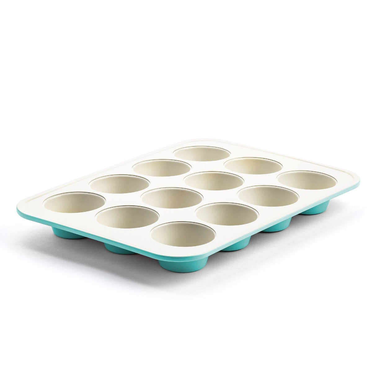 GreenLife Ceramic Nonstick Muffin Pan - 12 Cup Non-Toxic Baking Tray, Turquoise | Perfect for Cupcakes, Muffins & Mini Quiches | Dishwasher Safe & PFOA Free