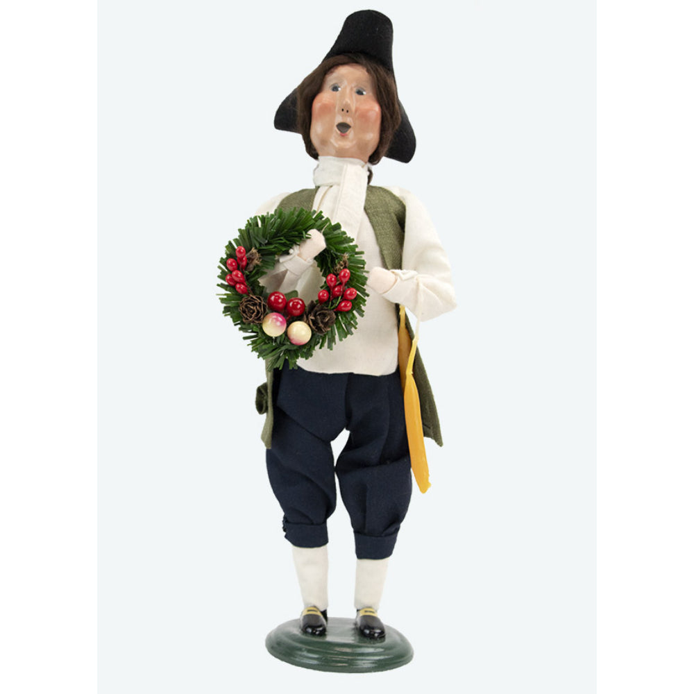 Byer's Choice Colonial Man Christmas Caroler Figurine - Handcrafted Holiday Decor for Mantel, Tabletop, and Festive Home Display