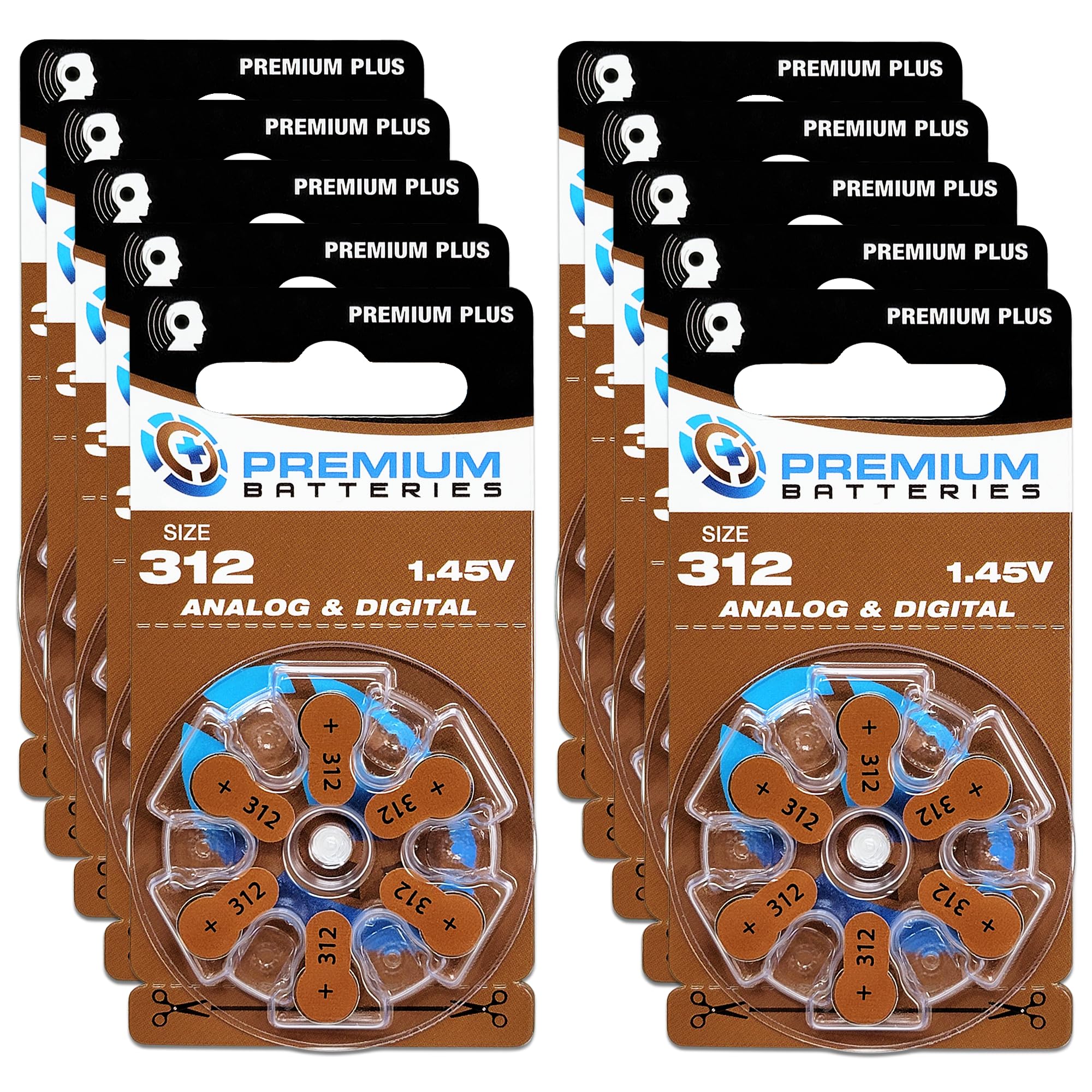 Size 312 PR41 1.45V Zinc Air Hearing Aid Batteries (60 Pack) - Long Lasting Power for Hearing Devices - Perfect for Oticon, Phonak & Rexton Hearing Aids - Home & Travel Use
