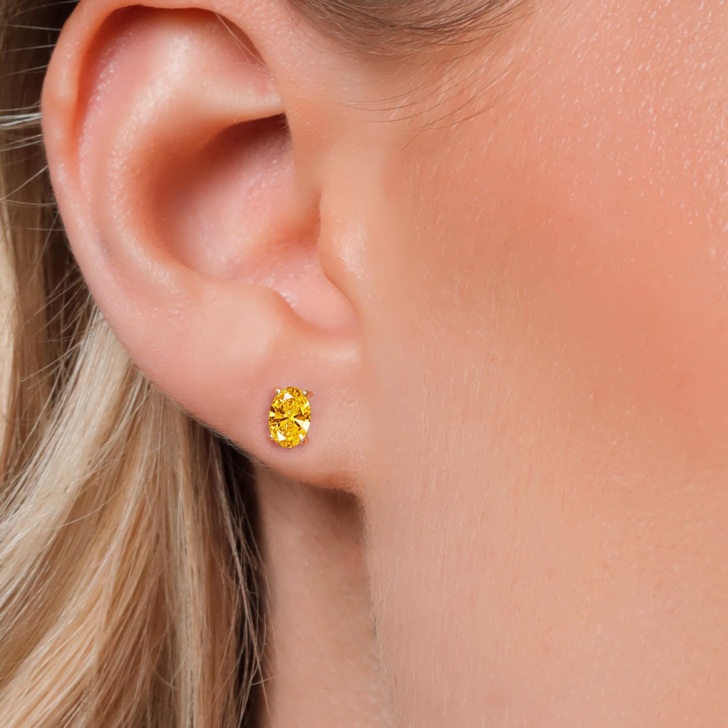 14K Gold Oval Gemstone Birthstone Stud Earrings for Women & Men | 6x4mm Oval Cut | Fine Jewelry Gifts for Her, Mom, Wife | Anniversary, Birthday, Valentine's Day Gift Idea