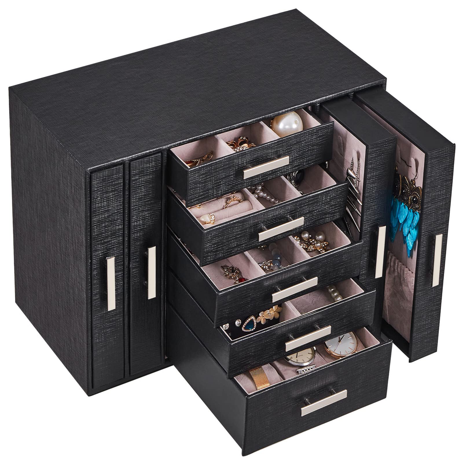 ANWBROAD 9-Layer Jewelry Organizer Box for Women - Premium Jewelry Storage Case for Necklaces, Rings, Earrings, Bracelets & Watches - Perfect for Travel, Home & Gift Giving (UJJB017B)