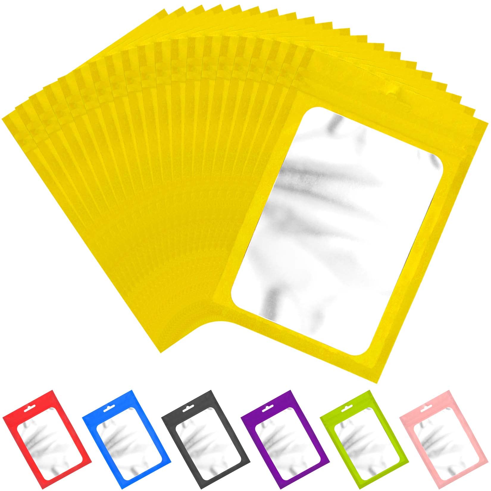 100-Pack Gold Mylar Bags with Clear Window - 4.72x7.1 Inch Smell Proof Food Storage Bags, Resealable Zip Lock Pouch for Coffee, Tea, Snacks & Christmas Treats | Airtight Packaging for Freshness & Organization