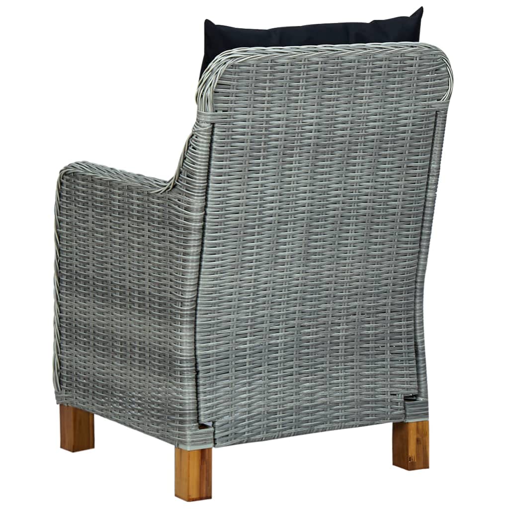 FAMIROSA 2-Piece Patio Chairs Set with Cushions - Light Gray Poly Rattan Outdoor Furniture (57 lbs) - Perfect for Garden, Poolside, and Backyard Relaxation