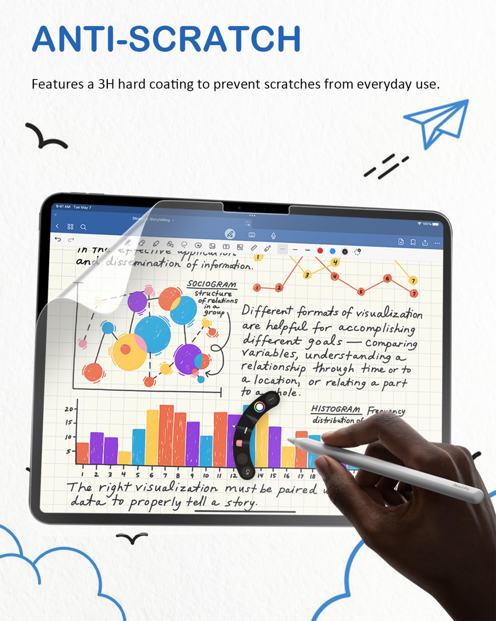 XIRON 2-Pack Matte PET Paper Screen Protector for iPad Air 11-inch (M3 2025/M2 2024) - Anti-Glare Film with Paper-Like Writing & Drawing Feel - Perfect for Artists, Students & Office Work