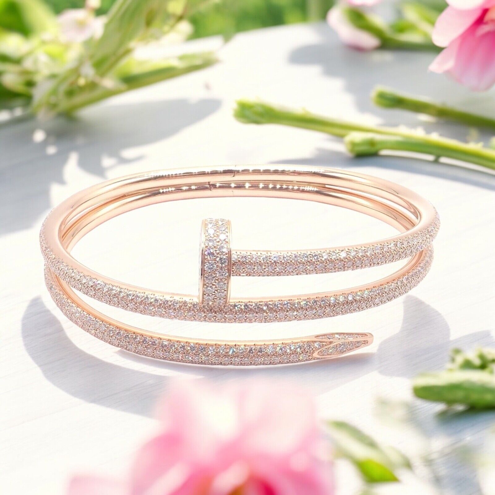 Cartier Juste un Clou 18K Rose Gold Diamond Bangle Bracelet - Size 16 - Luxury Nail Design Jewelry for Women - Perfect for Weddings, Anniversaries & Special Occasions