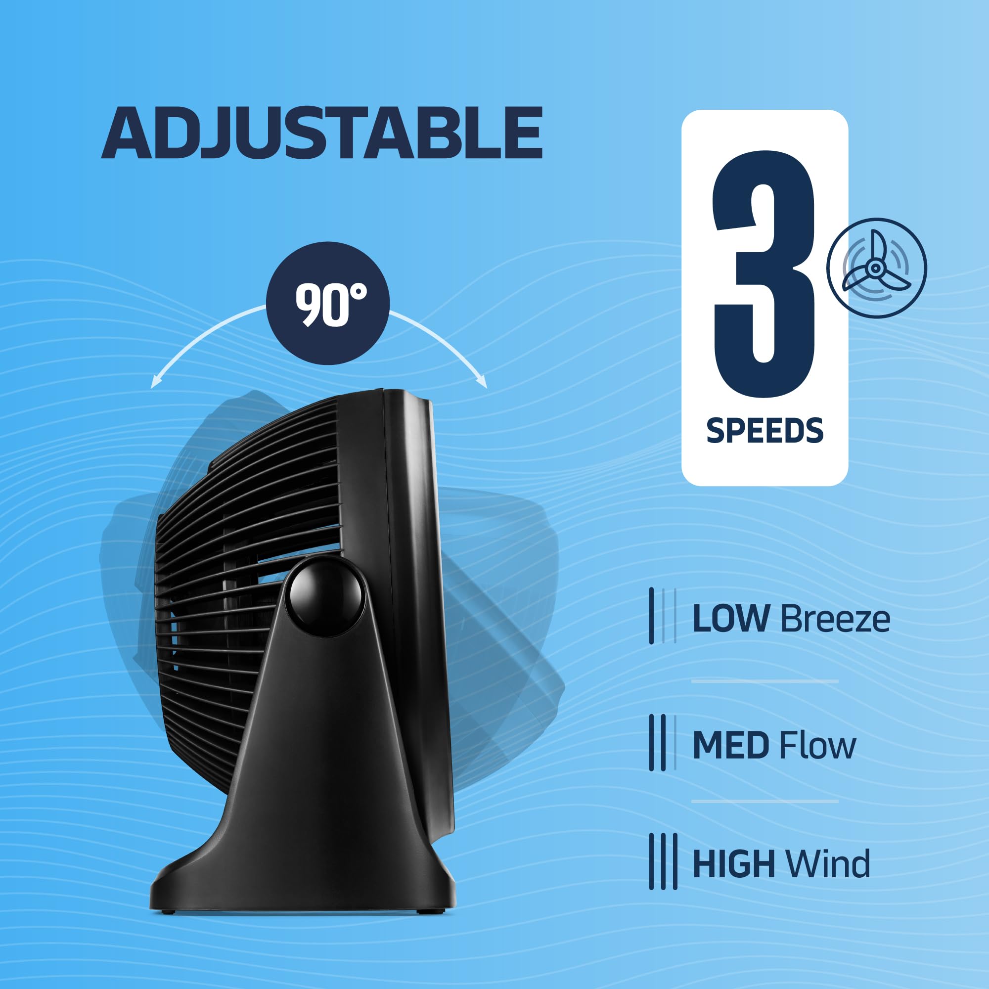 Portable Air Circulator Turbo Fan - 3 Speed Adjustable Desk Fan with 25ft Cooling Range, Ultra Quiet for Bedroom, Office & Living Room | Durable Material | Perfect for Home Cooling, Workspace Comfort & Indoor Air Circulation