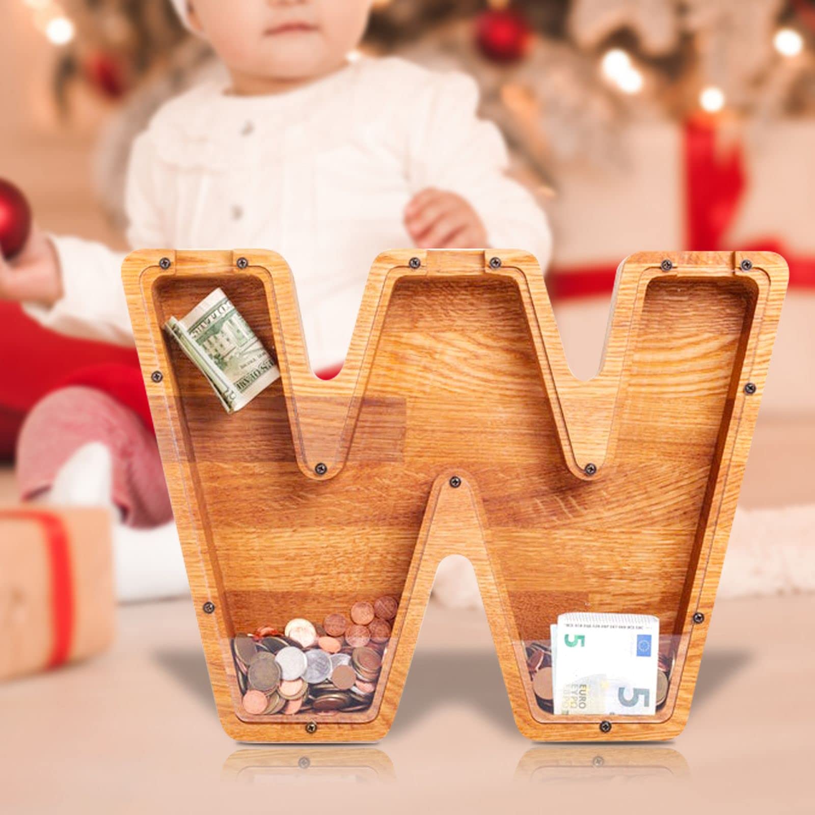 Personalized Wooden Piggy Bank for Kids - Custom Alphabet Letter Money Box with A to Z Letters - Toddler Learning & Savings Bank for Birthday, Children's Day, Christmas Gifts - Perfect for Teaching Money Skills & Early Childhood Education
